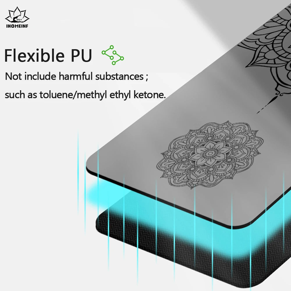 Gray PU Rubber Mat 183*68CM thickened Bronzing Yoga Mats