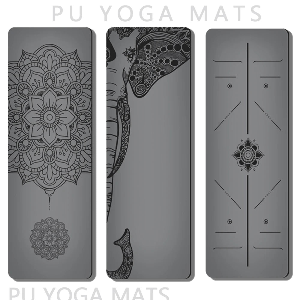 Gray PU Rubber Mat 183*68CM thickened Bronzing Yoga Mats
