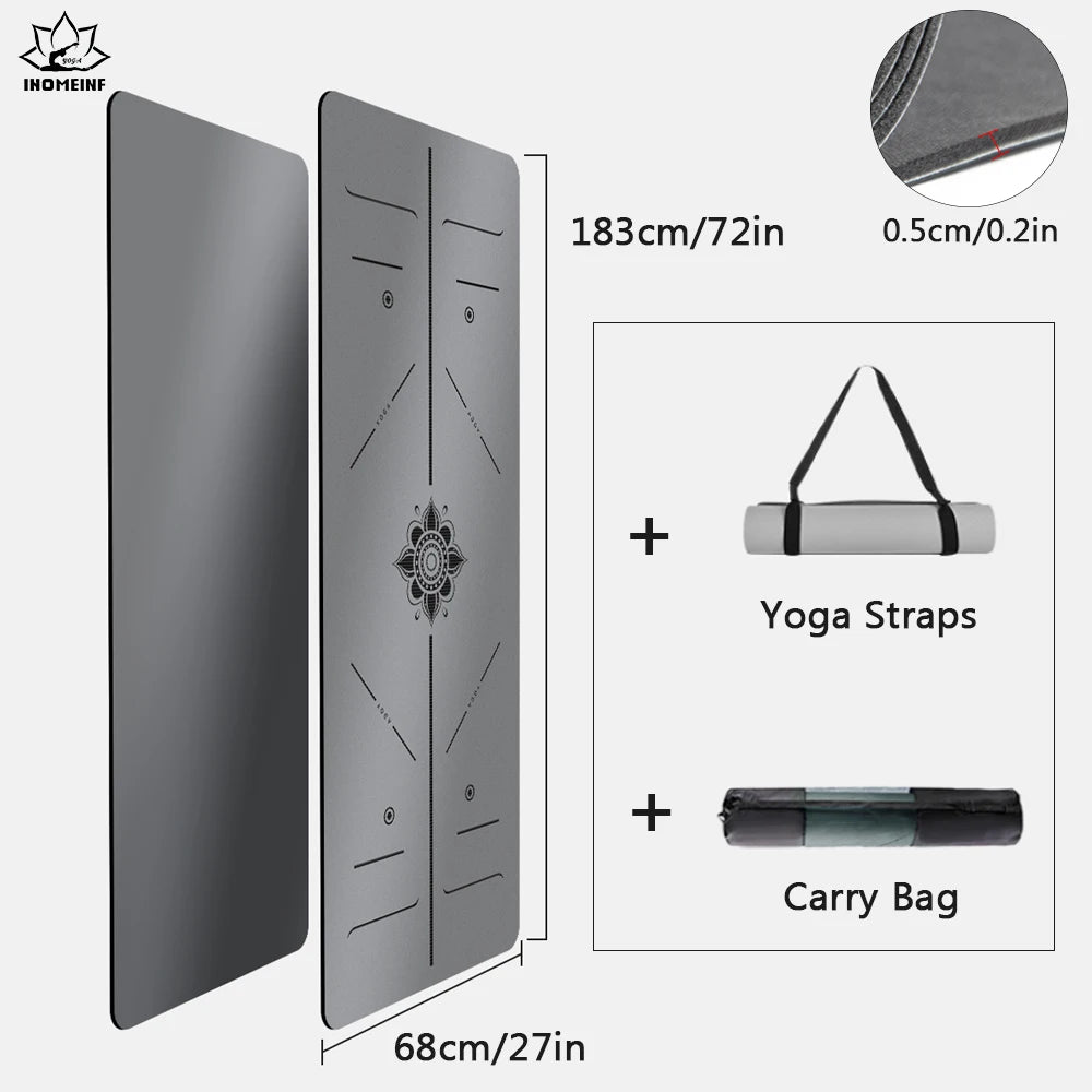 Gray PU Rubber Mat 183*68CM thickened Bronzing Yoga Mats