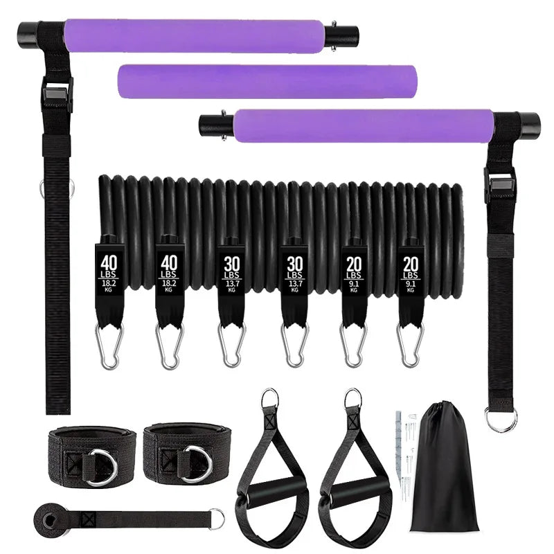 New Pilates Bar Kit with Resistance Bands Set
