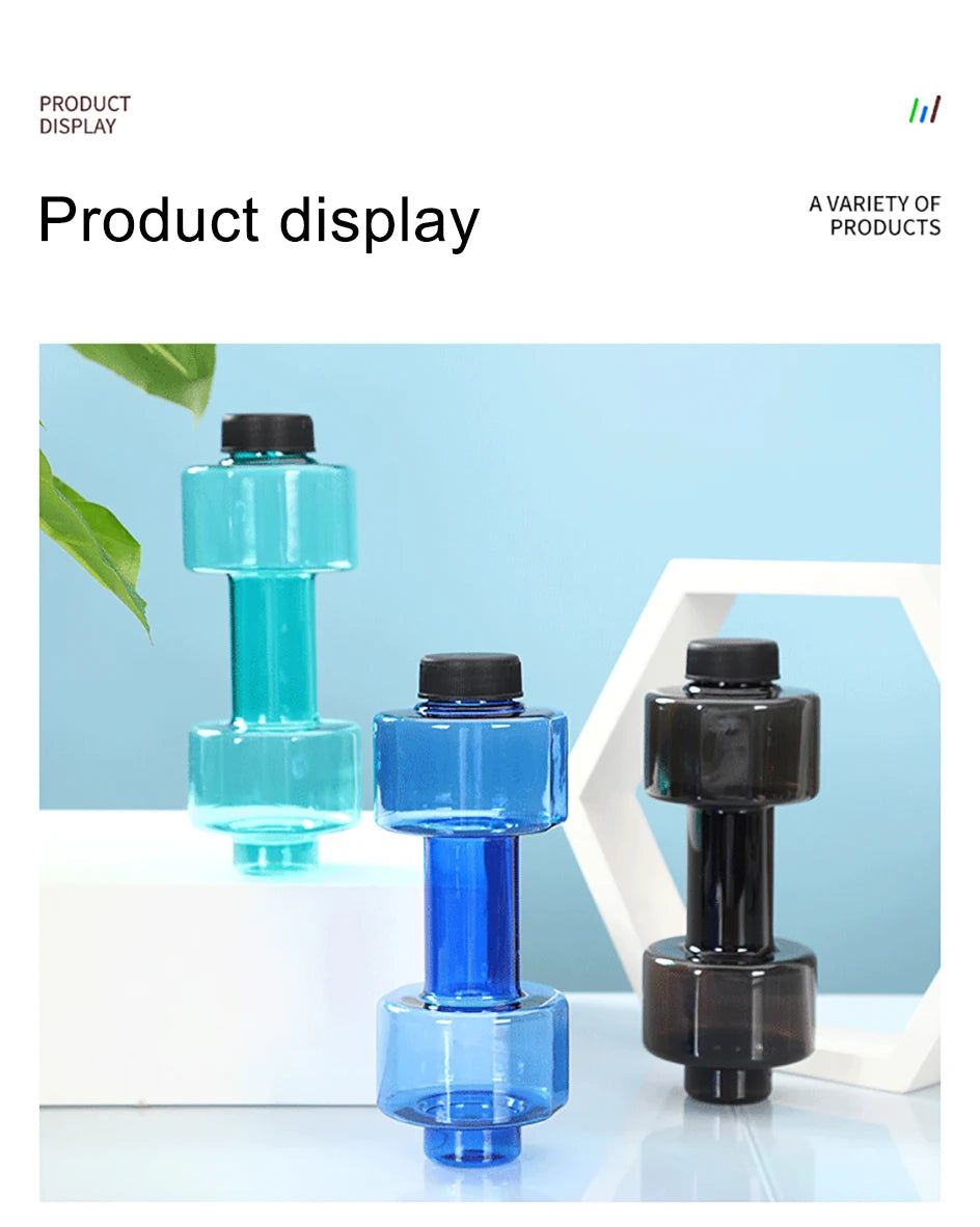 4 Colors Dumbbell Cup Sports Water Bottles 550ml