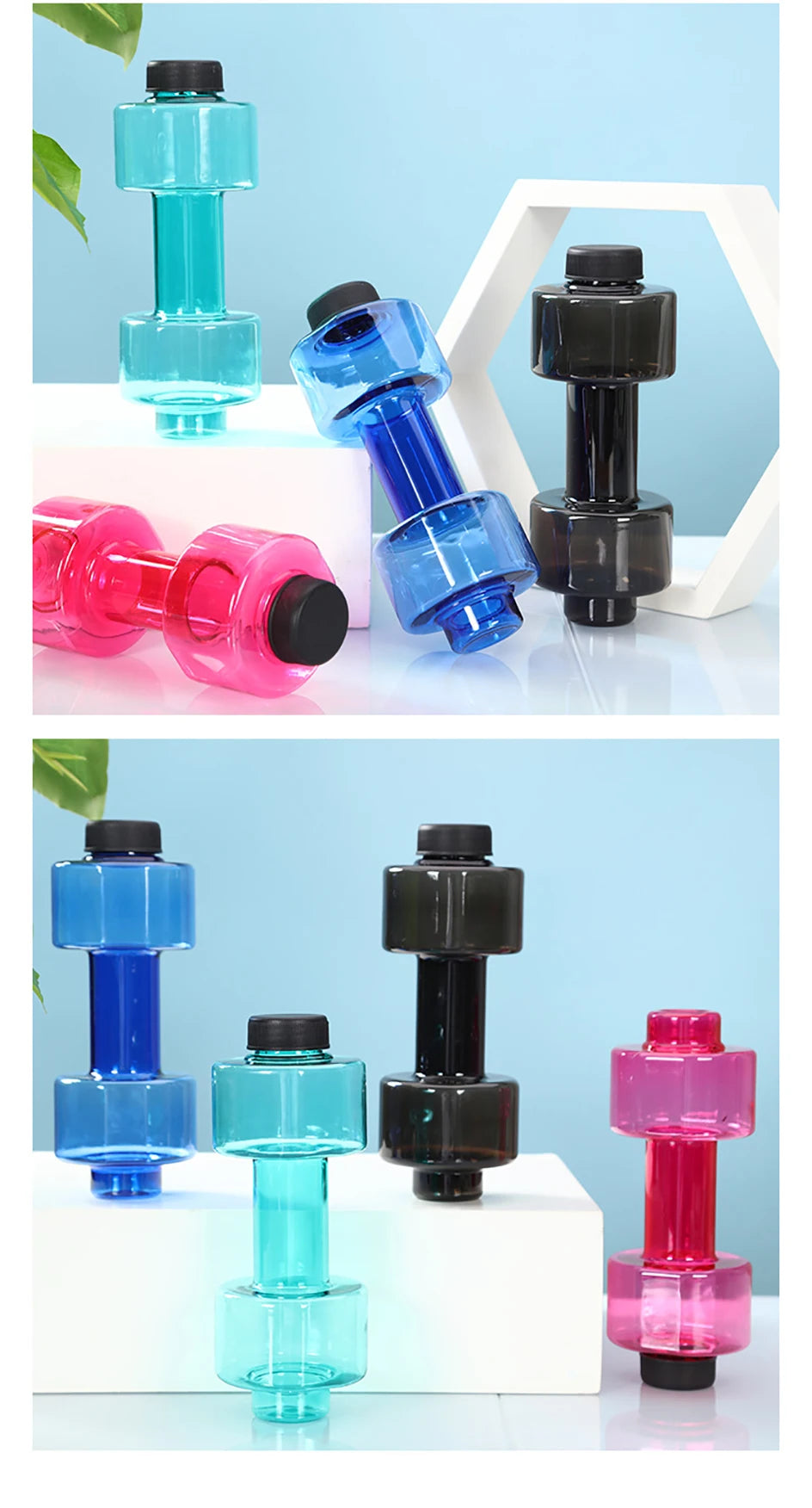 4 Colors Dumbbell Cup Sports Water Bottles 550ml