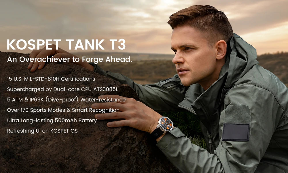 2024 NEW KOSPET TANK T3 Smartwatches For Men