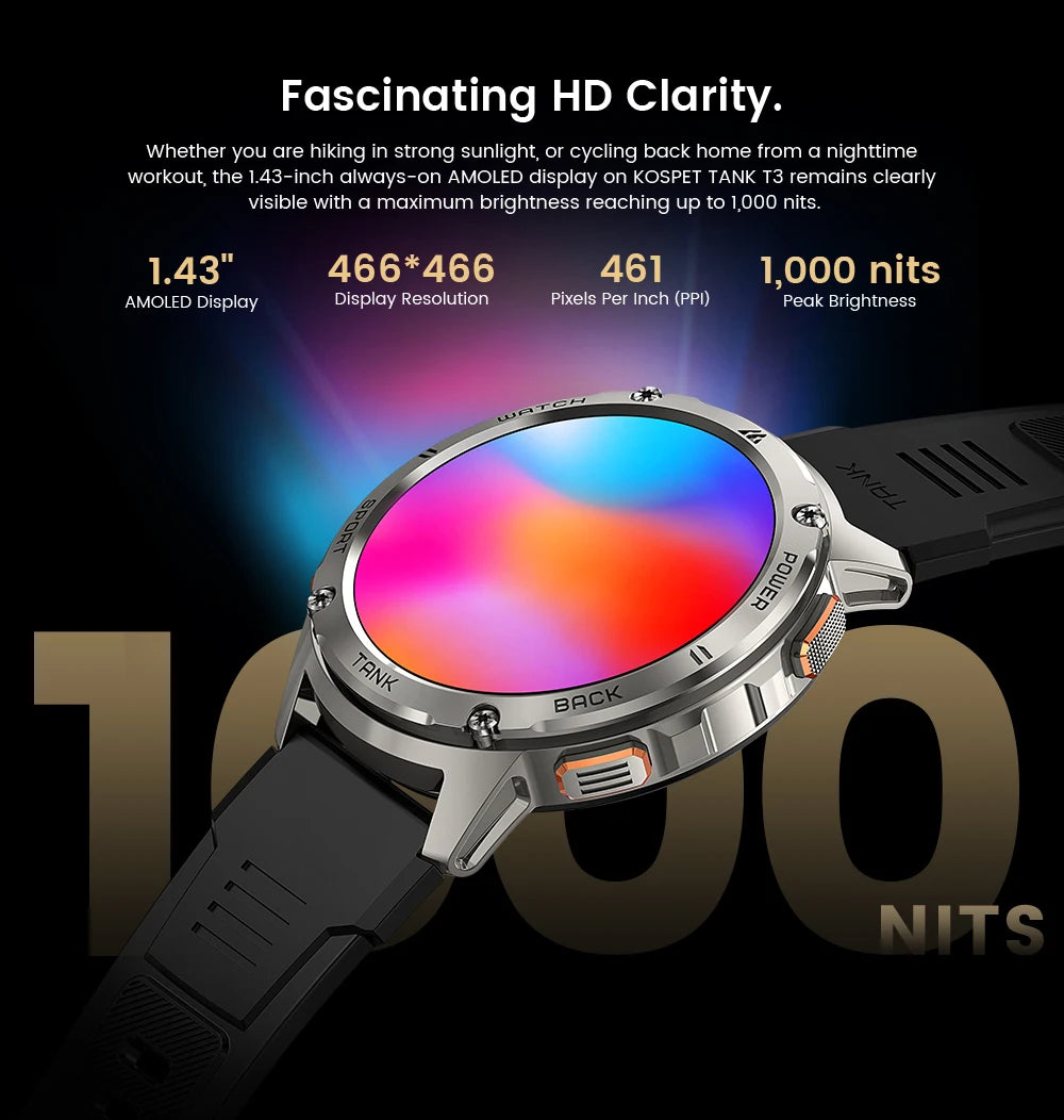 2024 NEW KOSPET TANK T3 Smartwatches For Men