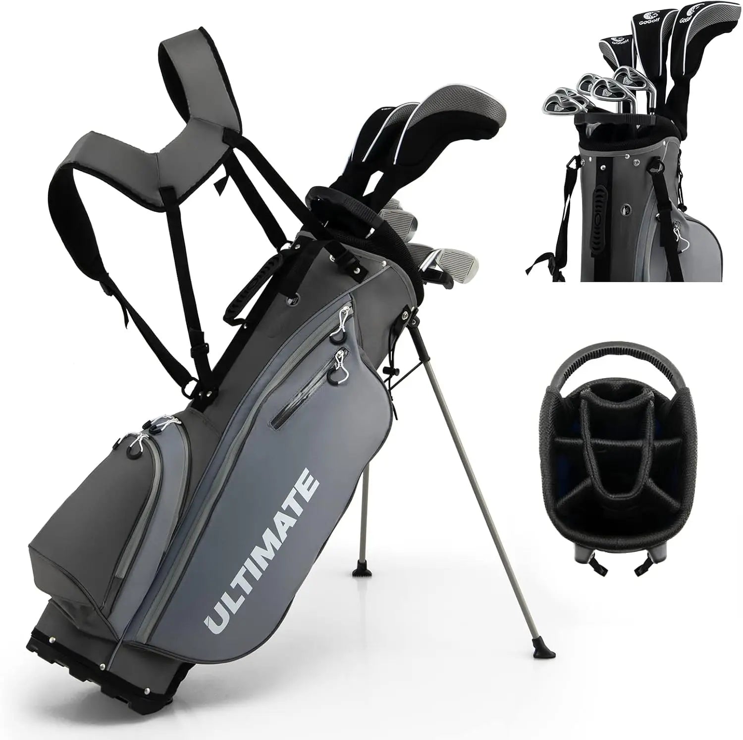 9/10 Pieces Men's Complete Golf Clubs Set Right Hand, Includes 460cc Alloy #1 Driver & #3 Fairway Wood Golf Club Set