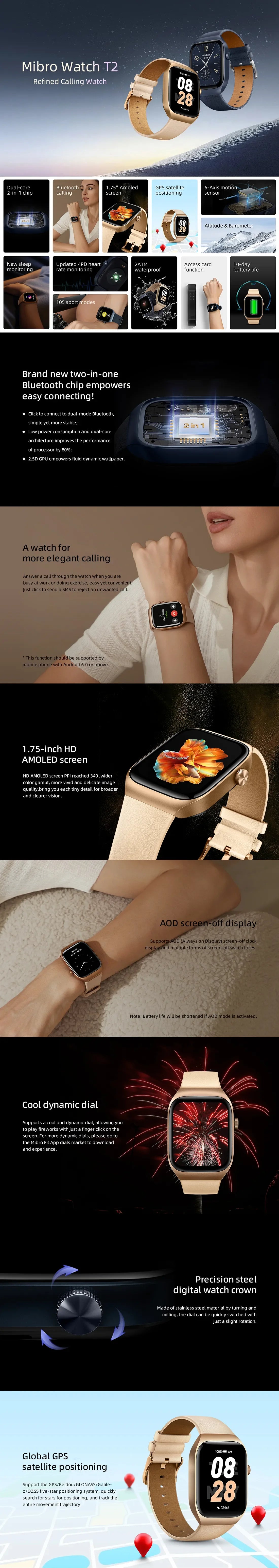 Mibro T2 Smartwatch GPS Positioning