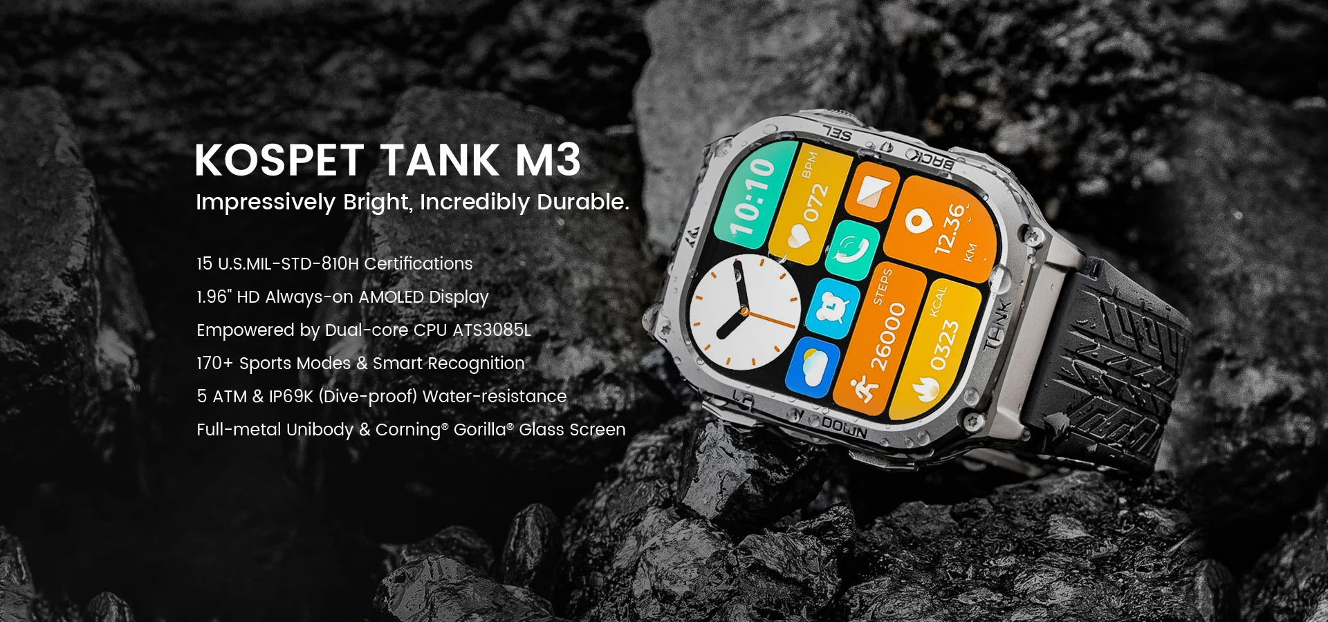 Original KOSPET TANK M3 Smart Watches For Men