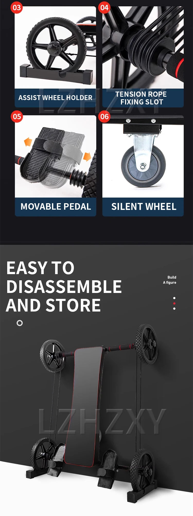 Abdominal wheel automatic rebound