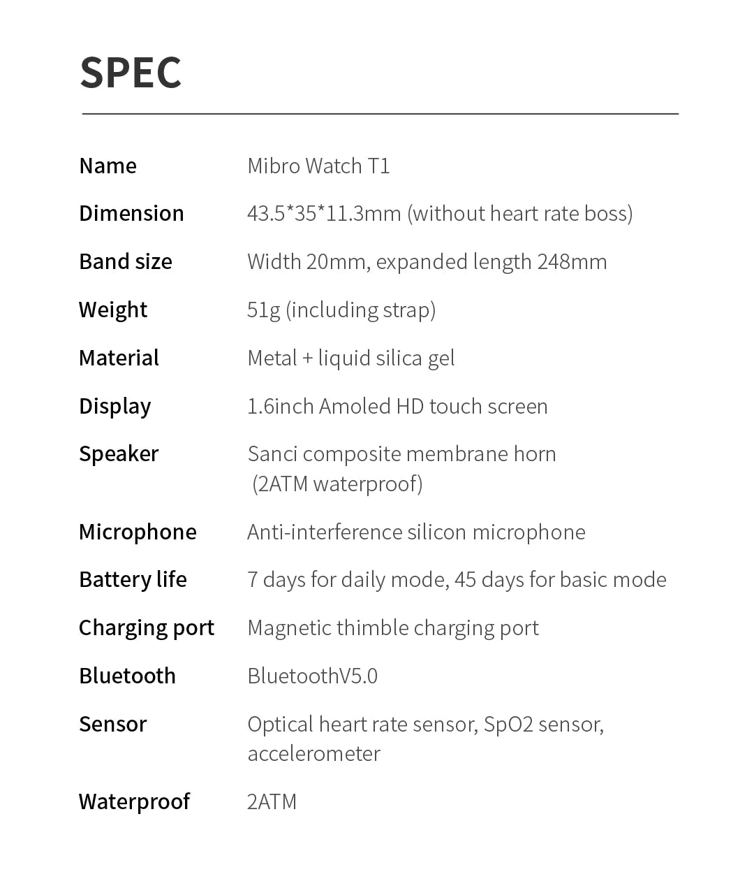 Mibro Watch T1 Global Version 1.6Inch AMOLED