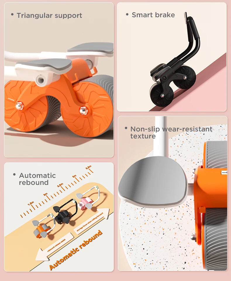 Ab Roller Wheel Automatic Rebound With Elbow Support