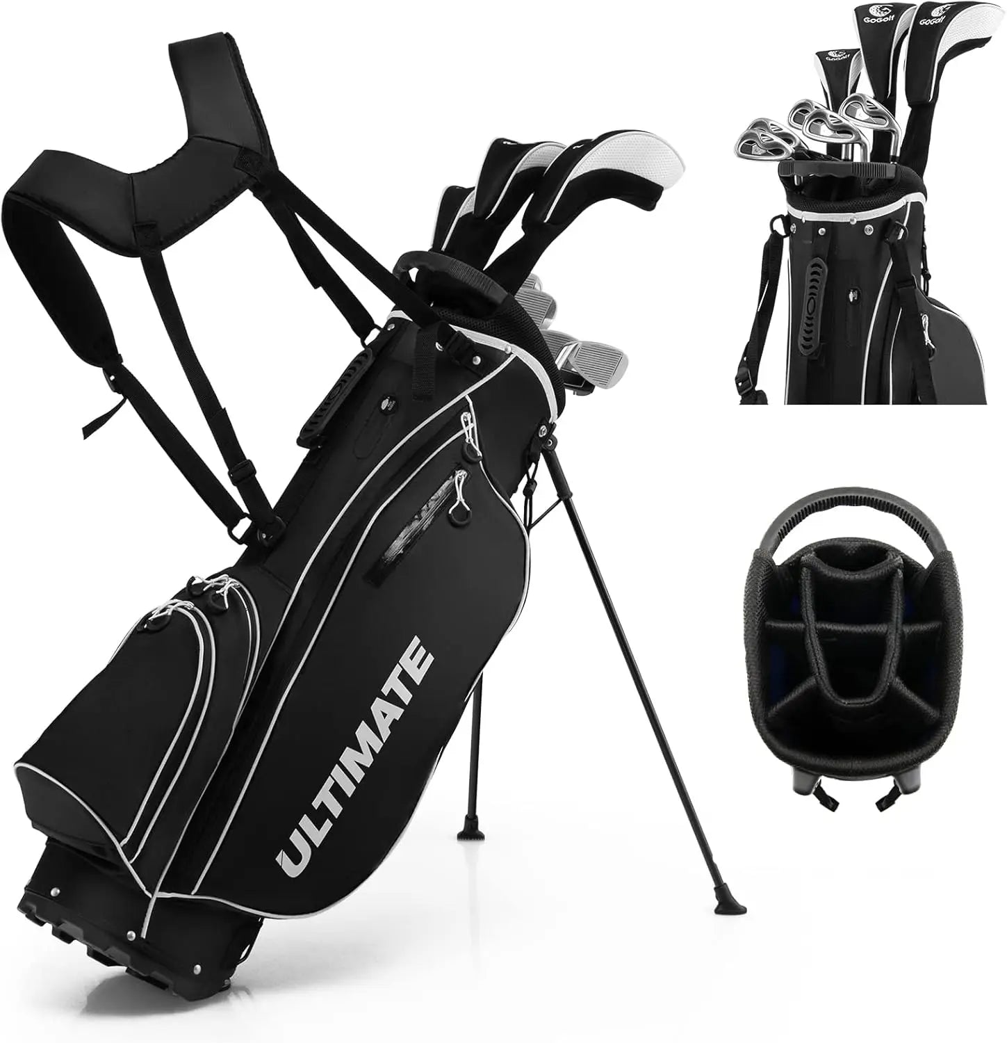 9/10 Pieces Men's Complete Golf Clubs Set Right Hand Includes 460cc Alloy #1 Driver & #3 Fairway Wood & #4 Hybrid Golf Club Set