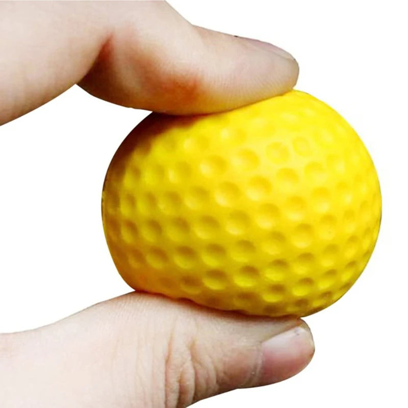 4PCS 4.2-inch solid yellow plastic golf ball, suitable for indoor golf practice and as a pet toy ball, featuring elasticity