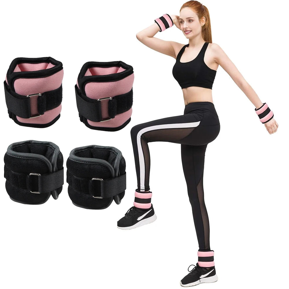1Pair Adjustable Ankle & Wrist Weights (0.5kg/1kg) - Neoprene Leg Arm Straps for Running, Yoga - Strength Training for Women Men