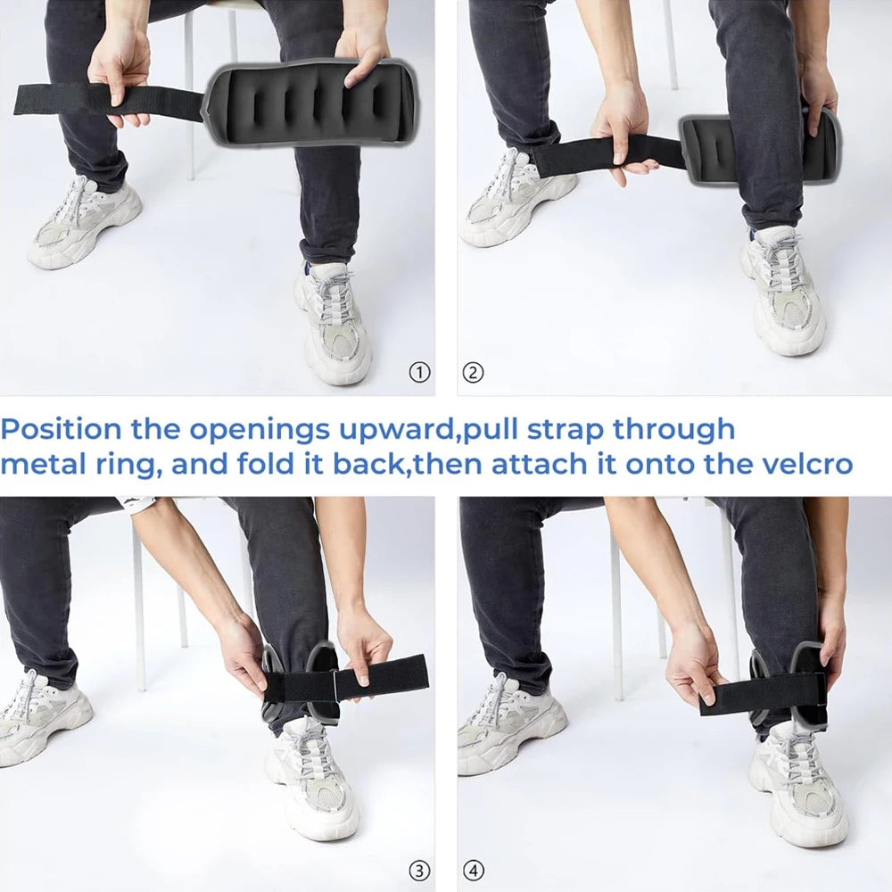 1Pair Adjustable Ankle & Wrist Weights (0.5kg/1kg) - Neoprene Leg Arm Straps for Running, Yoga - Strength Training for Women Men