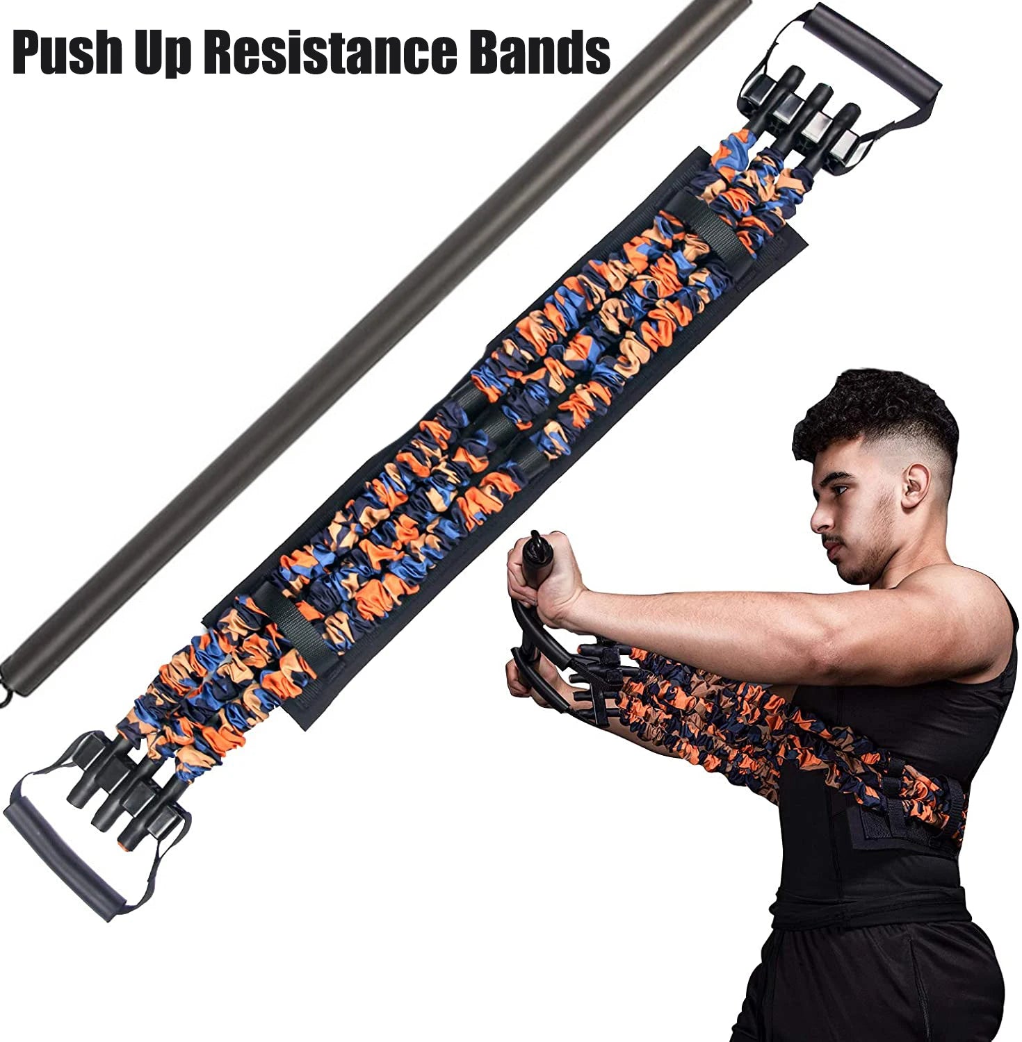 Adjustable Bench Press Band with Bar Chest Builder