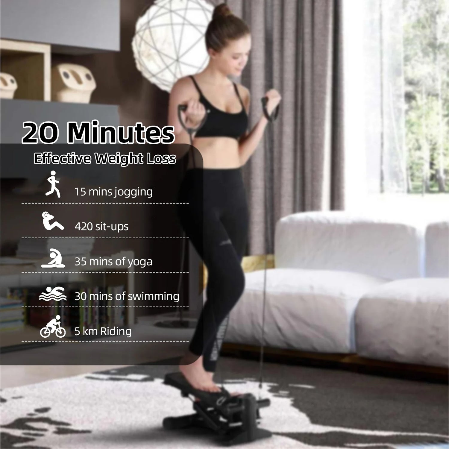 Mini Stepper For Exercise At Home With Resistance Bands