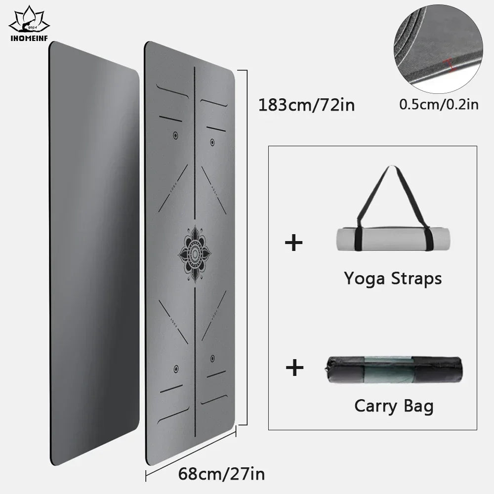 Gray PU Rubber Mat 183*68CM thickened Bronzing Yoga Mats