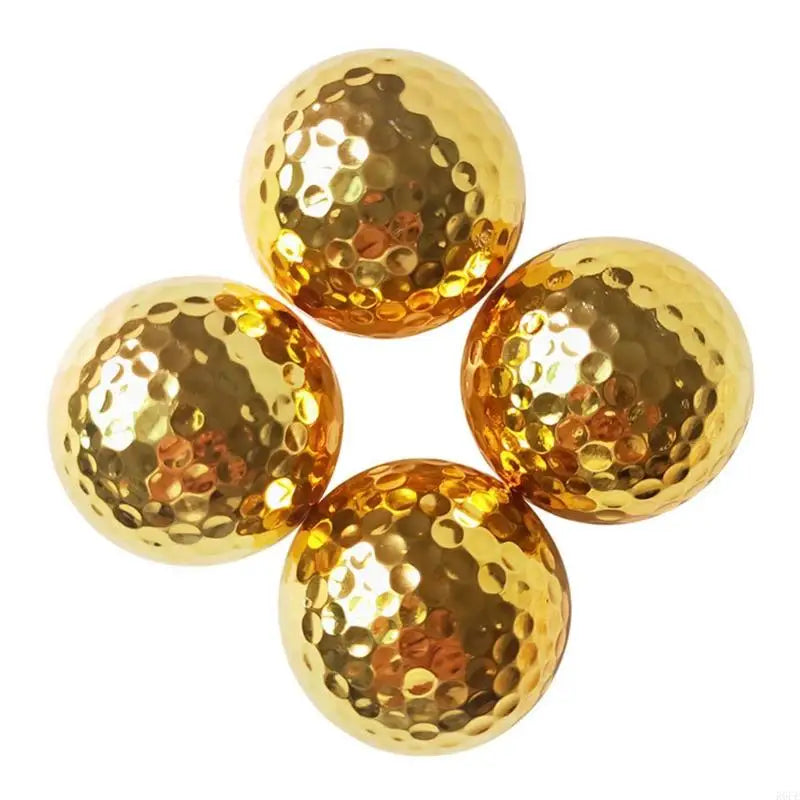 652F 4.26cm 1.68In Plated Gold Golf Balls for Golfer Indoor Outdoor Swing Putter Training Practice Balls For